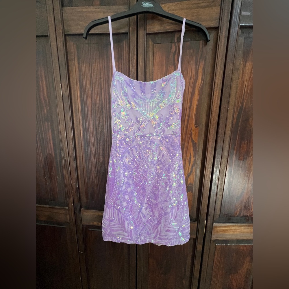 Lavender Sequin Mini Dress